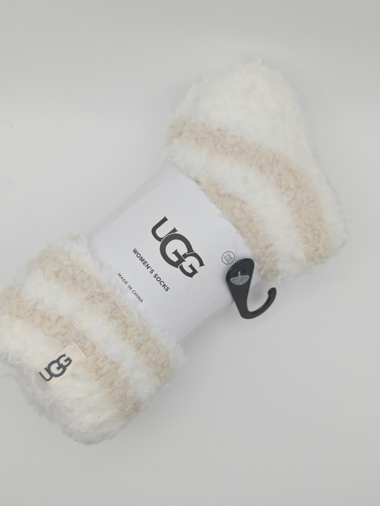 UGG Accessories - UGG Women's Plush Fuzzy Socks in Cream and Beige Stripes